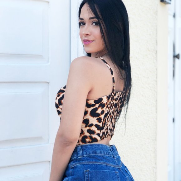 WOMENS SPAGHETTI STRAP FRONT-TIE LEOPARD PRINT TOP - Picture 4 of 4